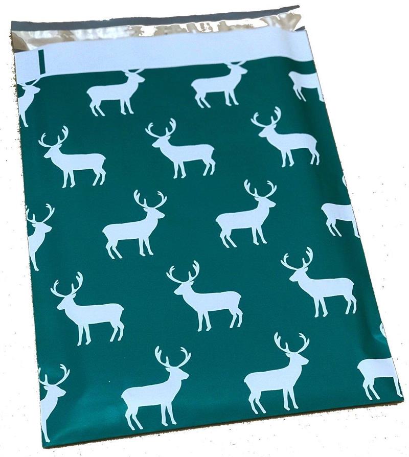 10x13 Reindeer Christmas Designer Poly Mailers Shipping Envelopes 100 Pack 
